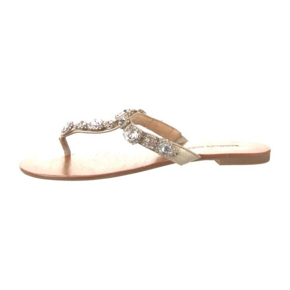 badgley mischka Women’s Silver Rhinestone Thong flip Flops Sandals 7 - Picture 2 of 5